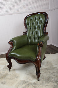 English Leather Tufted Armchair