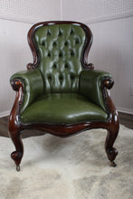 Load image into Gallery viewer, English Leather Tufted Armchair