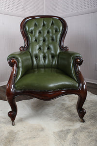 English Leather Tufted Armchair