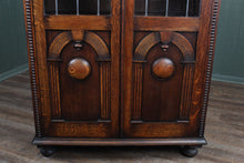 Load image into Gallery viewer, English Oak Stained Glass Bookcase c.1900