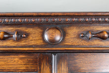 Load image into Gallery viewer, English Oak Stained Glass Bookcase c.1900