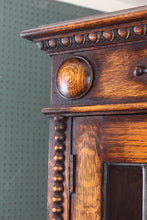 Load image into Gallery viewer, English Oak Stained Glass Bookcase c.1900