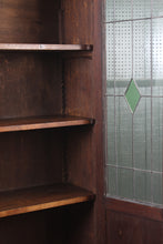 Load image into Gallery viewer, English Oak Stained Glass Bookcase c.1900