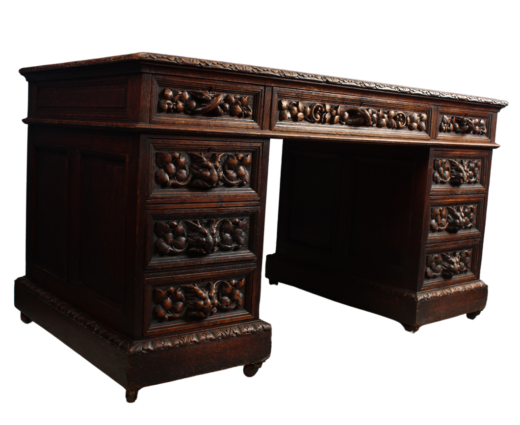 Handcarved European Oak Desk c.1890