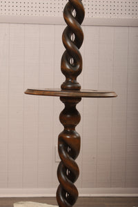 English Oak Barley Twist Floor Lamp *rewired*