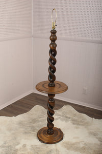 English Oak Barley Twist Floor Lamp *rewired*