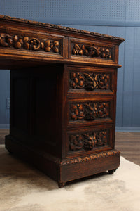 Handcarved European Oak Desk c.1890