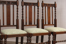 Load image into Gallery viewer, English Oak Barley Twist Chairs set of 4