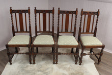 Load image into Gallery viewer, English Oak Barley Twist Chairs set of 4