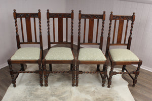 English Oak Barley Twist Chairs set of 4