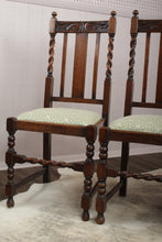 Load image into Gallery viewer, English Oak Barley Twist Chairs set of 4