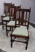 Load image into Gallery viewer, English Oak Barley Twist Chairs set of 4