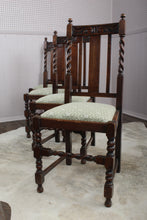 Load image into Gallery viewer, English Oak Barley Twist Chairs set of 4