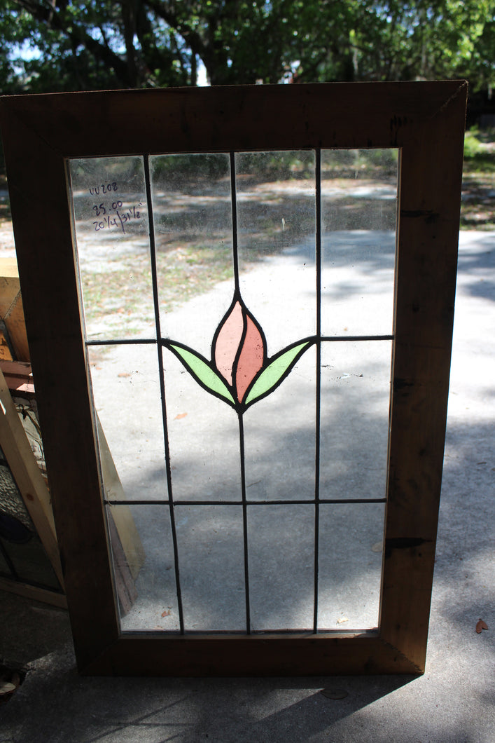 Antique English Stained Glass in Original Frame