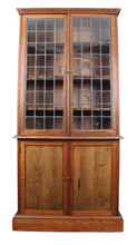 Load image into Gallery viewer, English Oak Leaded Glass Bookcase c.1900