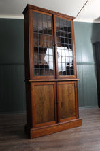 Load image into Gallery viewer, English Oak Leaded Glass Bookcase c.1900