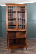 Load image into Gallery viewer, English Oak Leaded Glass Bookcase c.1900