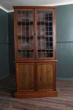 Load image into Gallery viewer, English Oak Leaded Glass Bookcase c.1900