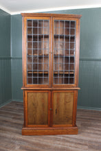 Load image into Gallery viewer, English Oak Leaded Glass Bookcase c.1900