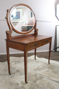 English Inlaid Mahogany Dressing Table c.1920