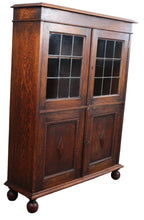 Load image into Gallery viewer, English Oak Leaded Glass Bookcase c.1900