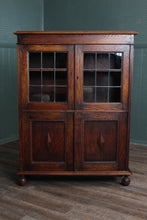 Load image into Gallery viewer, English Oak Leaded Glass Bookcase c.1900