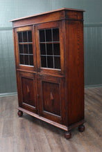 Load image into Gallery viewer, English Oak Leaded Glass Bookcase c.1900