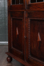 Load image into Gallery viewer, English Oak Leaded Glass Bookcase c.1900
