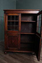 Load image into Gallery viewer, English Oak Leaded Glass Bookcase c.1900
