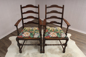 English Oak Pair of Captains Chairs