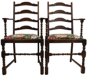 English Oak Pair of Captains Chairs