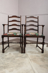 English Oak Pair of Captains Chairs