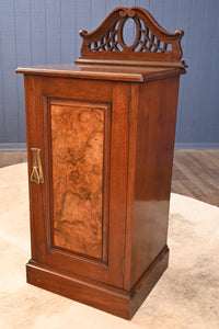 English Burl Walnut Bedside Cabinet c.1900 - The Barn Antiques