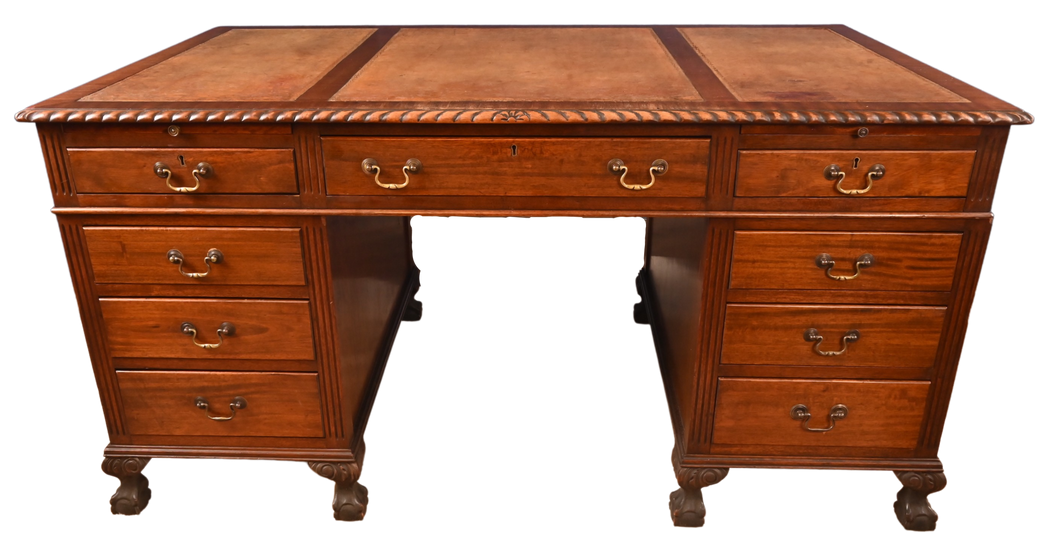 English Mahogany Leather Topped Desk c.1900 - The Barn Antiques