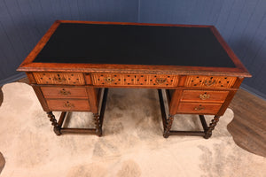 English Arts and Crafts Inlaid Oak Desk c.1900 - The Barn Antiques