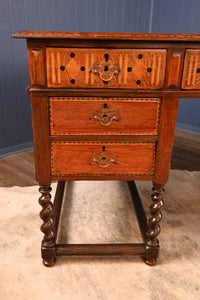 English Arts and Crafts Inlaid Oak Desk c.1900 - The Barn Antiques