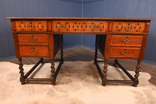 Load image into Gallery viewer, English Arts and Crafts Inlaid Oak Desk c.1900 - The Barn Antiques