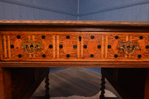 English Arts and Crafts Inlaid Oak Desk c.1900 - The Barn Antiques