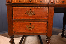 Load image into Gallery viewer, English Arts and Crafts Inlaid Oak Desk c.1900 - The Barn Antiques