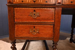 English Arts and Crafts Inlaid Oak Desk c.1900 - The Barn Antiques