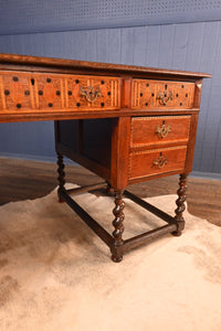 English Arts and Crafts Inlaid Oak Desk c.1900 - The Barn Antiques