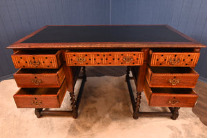 English Arts and Crafts Inlaid Oak Desk c.1900 - The Barn Antiques