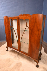 English Walnut Display Cabinet c.1910 - The Barn Antiques