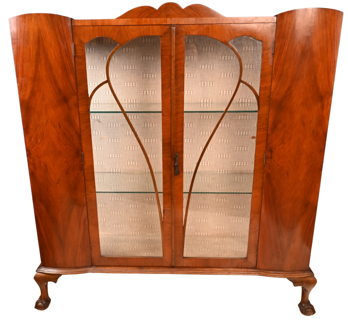 English Walnut Display Cabinet c.1910 - The Barn Antiques