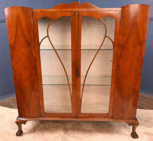 English Walnut Display Cabinet c.1910 - The Barn Antiques