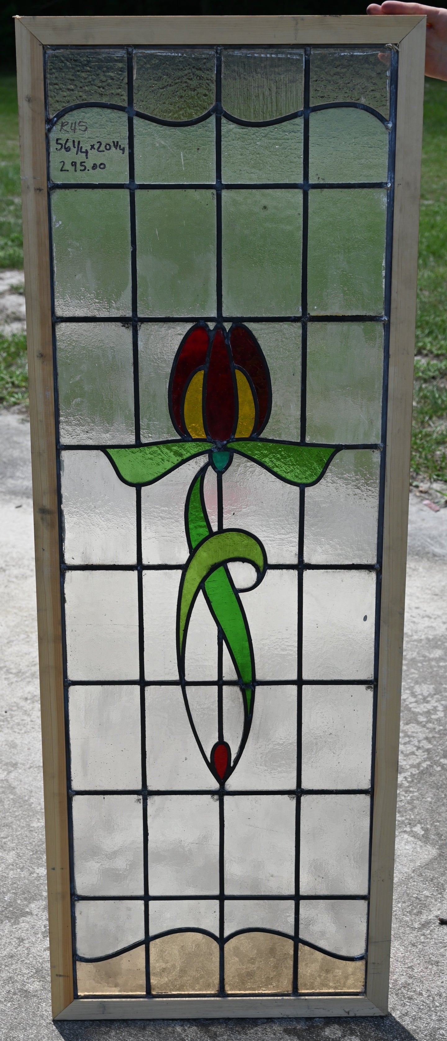 Antique English Stained Glass in Shipping Frame - The Barn Antiques