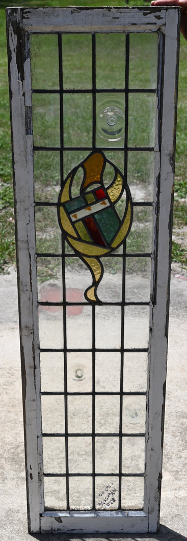 Antique English Stained Glass in Original Frame - The Barn Antiques