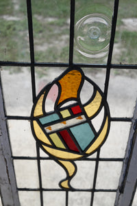 Antique English Stained Glass in Original Frame - The Barn Antiques