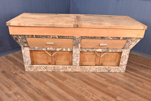 French Marble and Elm Kitchen Counter c.1930 - The Barn Antiques