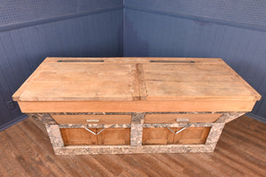 French Marble and Elm Kitchen Counter c.1930 - The Barn Antiques